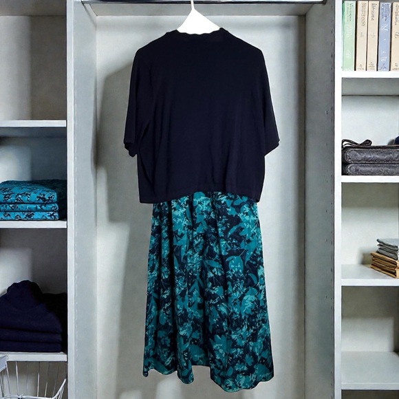 Coldwater Creek Teal Maxi Dress + Navy Shrug Set | Medium | Smocked Guaze - Picture 3 of 16